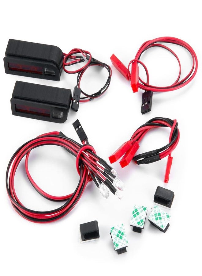RCLIONS طقم مصابيح أمامية وخلفية LED بيضاء وحمراء لسيارة التحكم عن بعد RCLIONS، مناسب لسيارات Drag Slash C10 بمقياس 1/10، قطع غيار مُحسّنة - Image 1